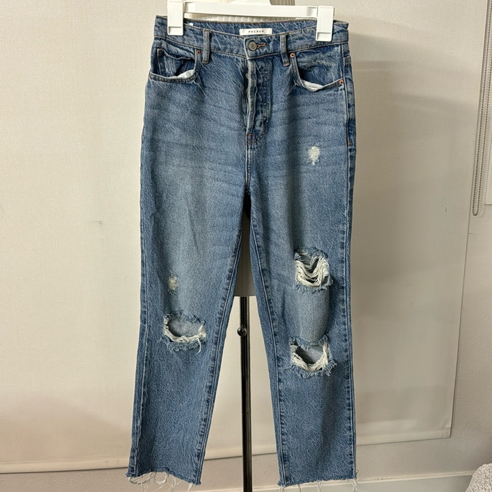 PacSun EUC Ripped Frayed Straight Jeans